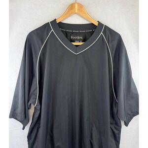 Vintage FootJoy Windbreaker Jacket Mens XL Black Golf Pullover V Neck Waterproof